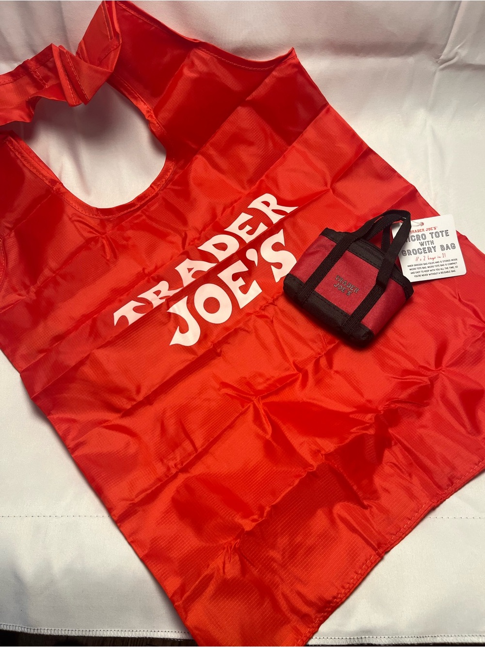 Trader Joe’s Micro Tote Red with black Handles discontinued in stores